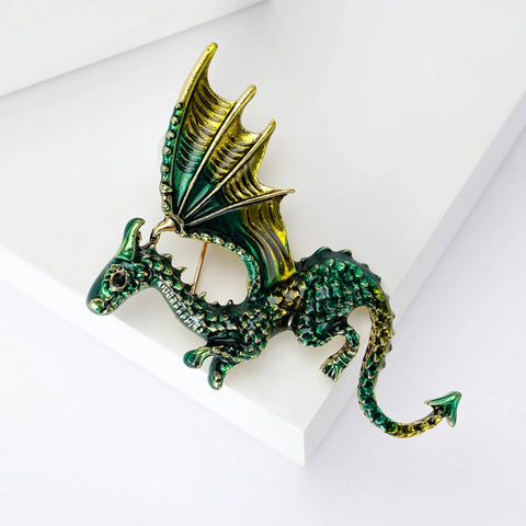 Dragon Brooch<br> Emerald