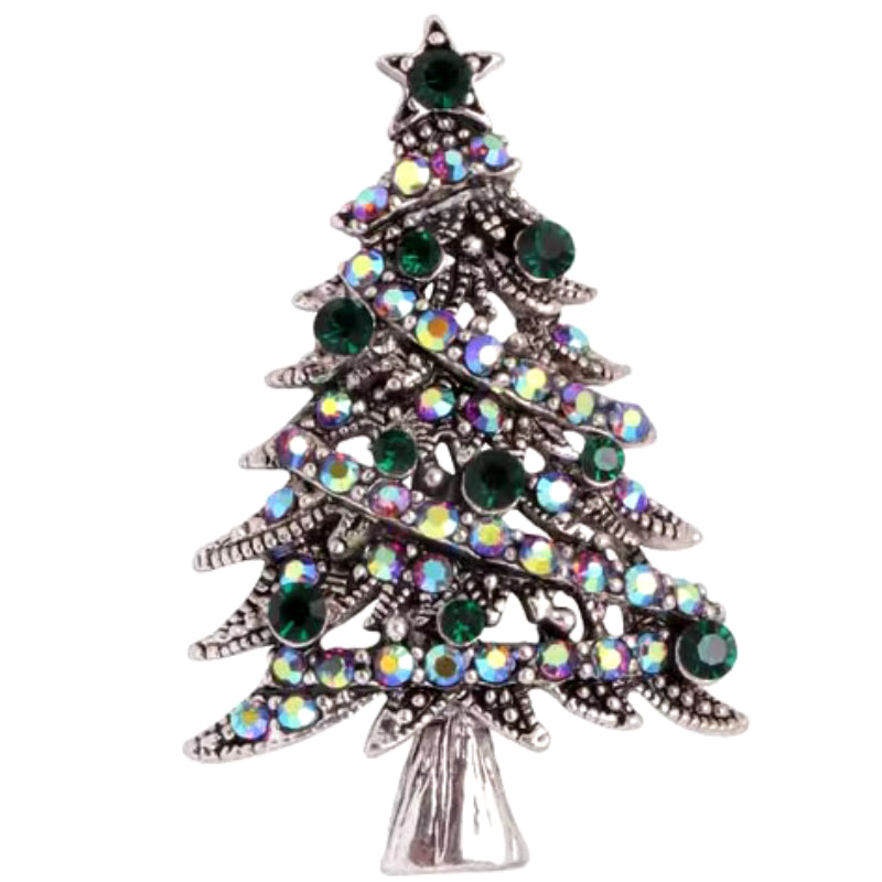 Broche Sapin De Noël – Strass Orange – Acier – Marque CLJ Charles Le Jeune – Neuf Avec étiquettes