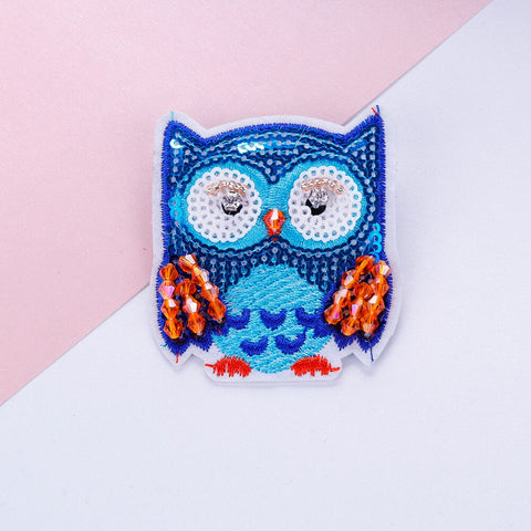 Owl Brooch<br> Embroidered