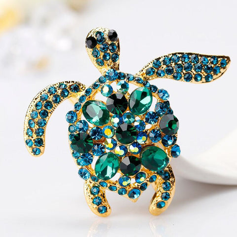 Turtle Brooch<br> Rhinestones
