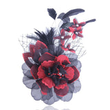 broche fleur tissu rouge