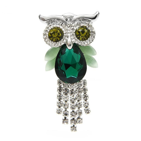 Owl Brooch<br> Emerald