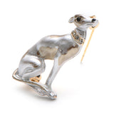 Dog Brooch<br> Chrome Greyhound