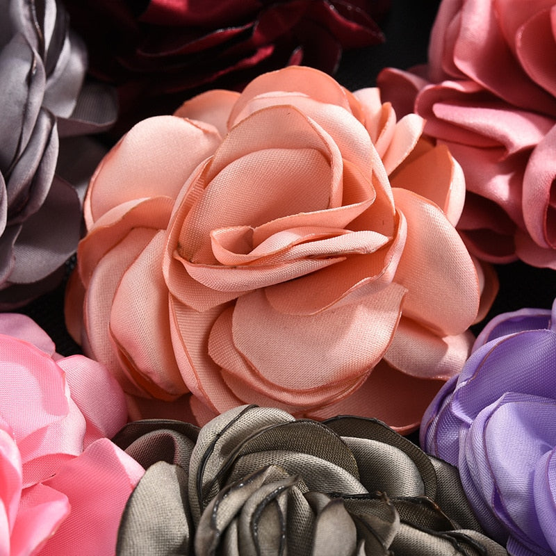 Broche Fleur Rose En Mousseline – Pince à Cheveux élégante Pour Mariage, Fête, Soirée