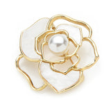 broche rose blanche & perle
