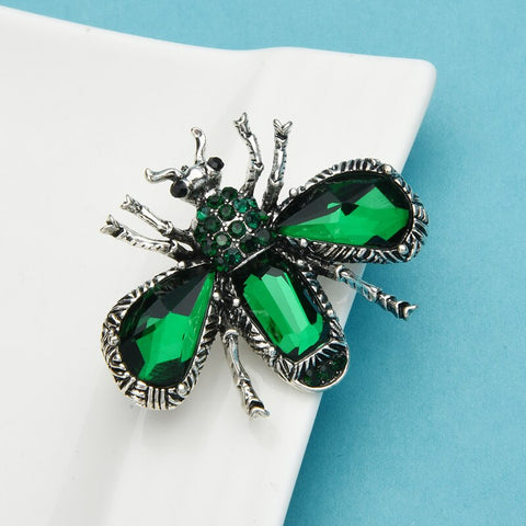 Bee Brooch<br> Emerald Green Crystal