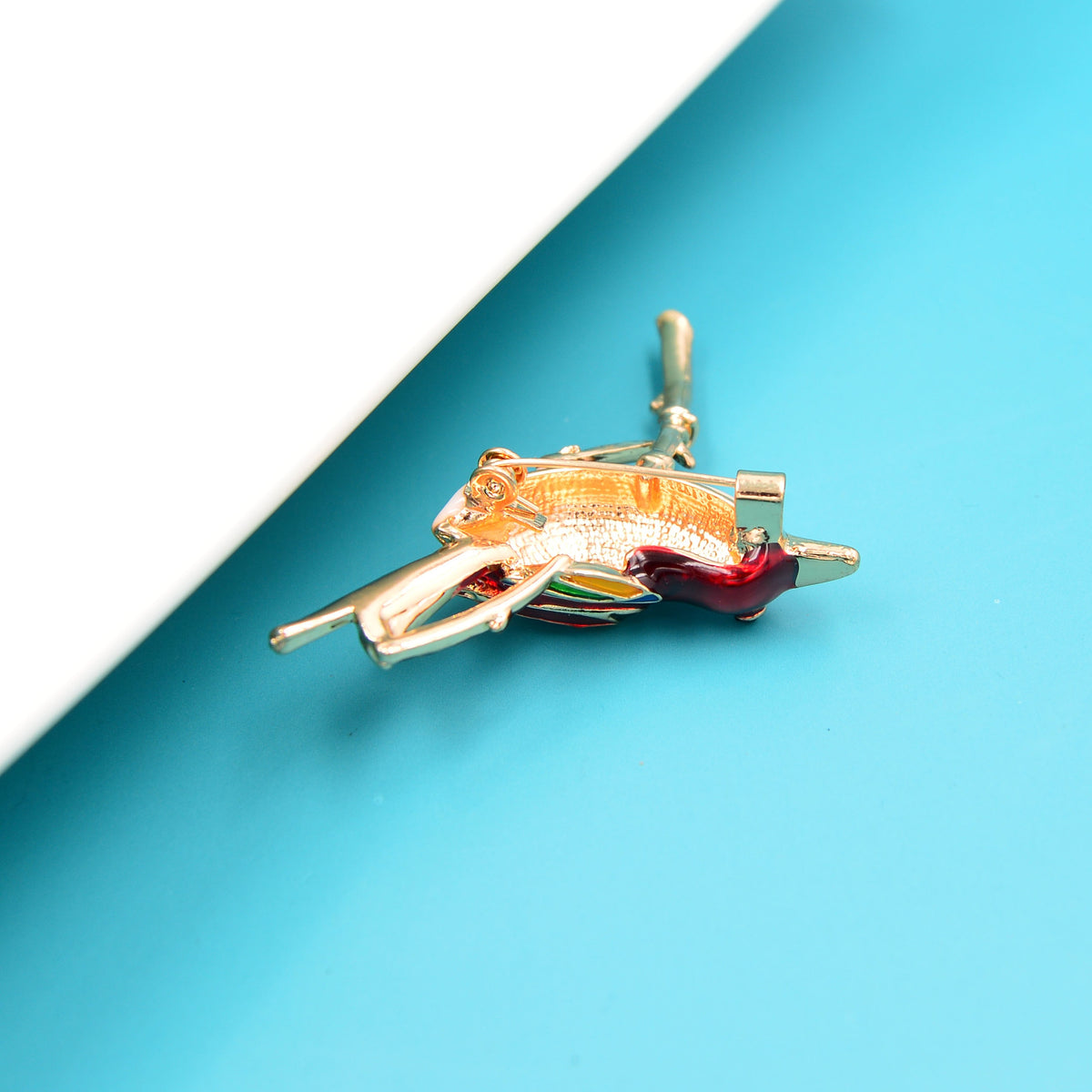 Broche oiseau de paradis vintage, grande broche pavée de cristal, broche oiseau en cristal