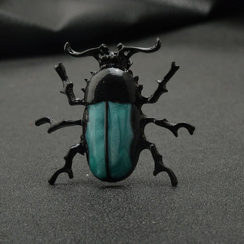 Scarab Brooch<br> Black & Green