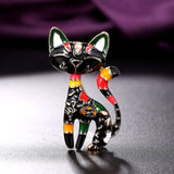 Cat Brooch<br> Black Enamel