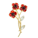 Flower Brooch<br> Poppy with Shiny Stems