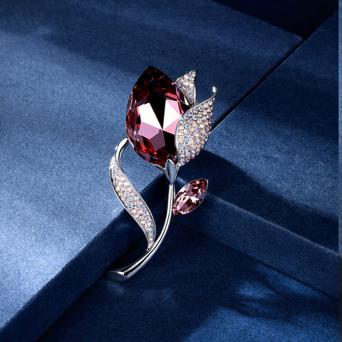 Flower Brooch<br> Rose Crystal