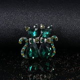 Cat Brooch<br> Emerald Duo
