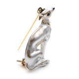 Dog Brooch<br> Chrome Greyhound