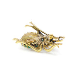 Scarab Brooch<br> Green & Silver Crystal