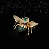 Broche Abeille Argent Chatoyant fond noir