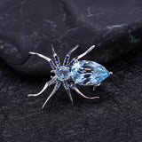 Spider Brooch<br> Azure Topaz
