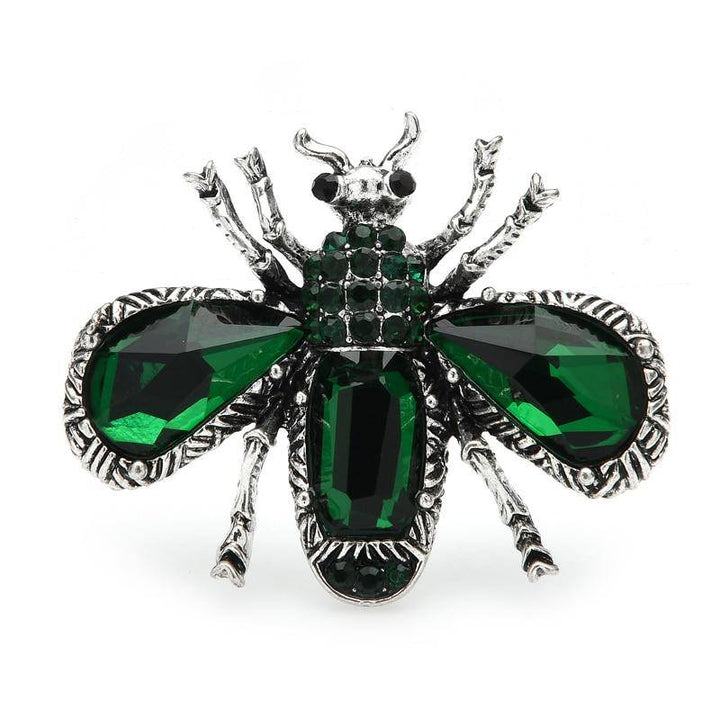 Broche Abeille Crystal Vert Émeraude