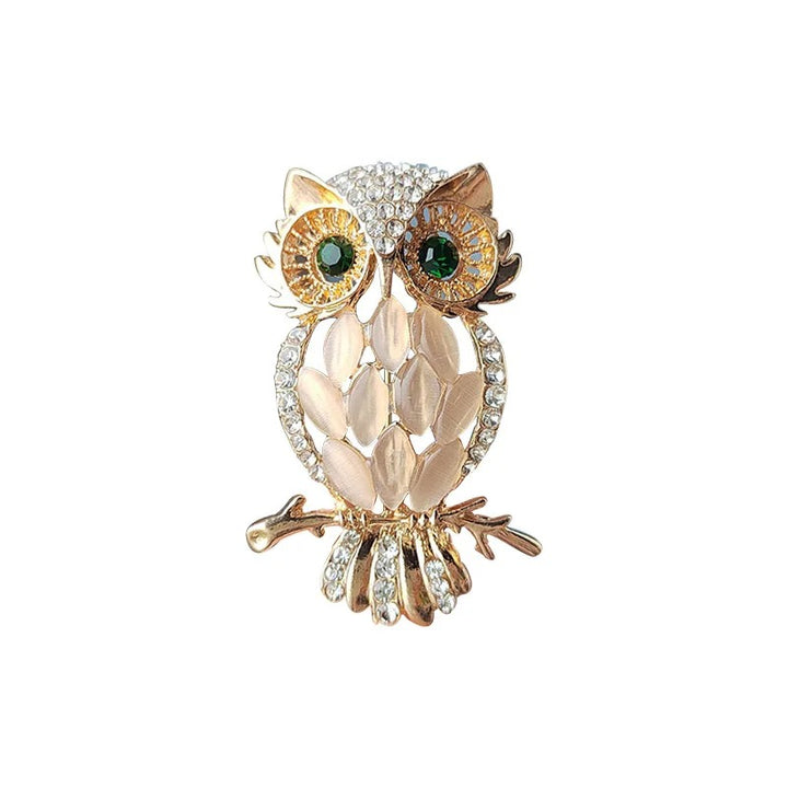 Broche Hibou Blanche Perlée