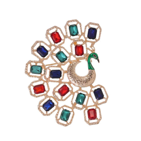 Broche Paon Art Déco Multicolore