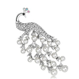 Broche Paon Perle Argenté