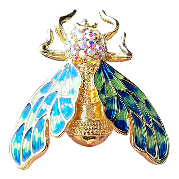 Broche Abeille Bleue Fantaisie – Strass, Cadeau Mariage Homme Ou Femme