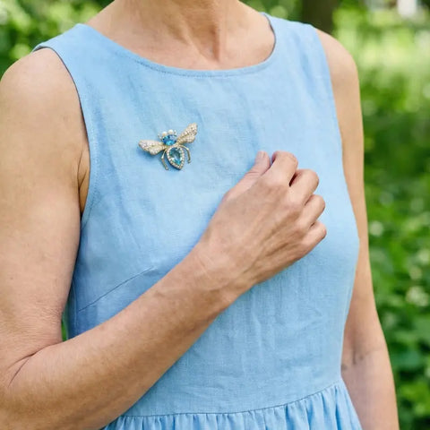 Broche Abeille <br>Deux Cristaux