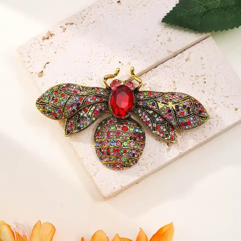 Bee Brooch<br> Vintage Red