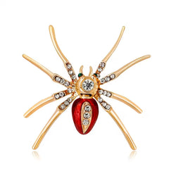 Broche Araignée Rouge & Or