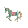 Broche cheval en émail vert