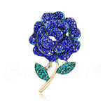 Broche fleur rose bleu marine