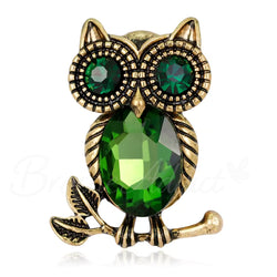 Broche Hibou Yeux Verts