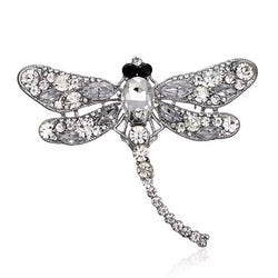 Broche Libellule Hiver Argenté
