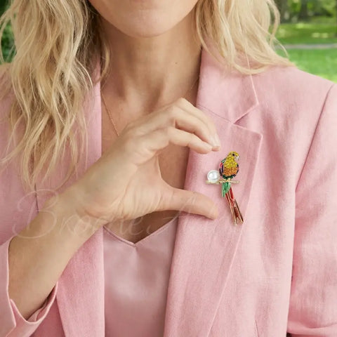 Broche Oiseau <br>Perruche Festive
