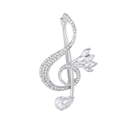 Broche originale note musicale argentée