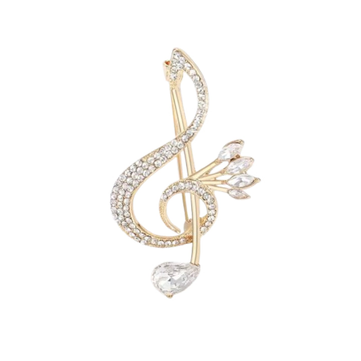 Broche originale note musicale dorée