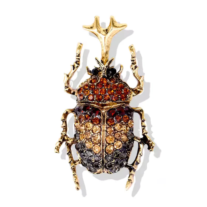 Broche Scarabée Jaune Cuivré