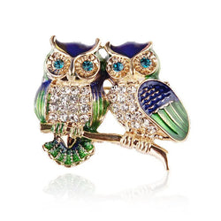 Broche Oiseau Chouette Duo