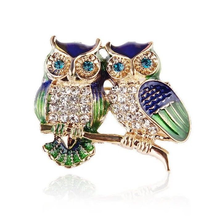 Broche Oiseau Chouette Duo