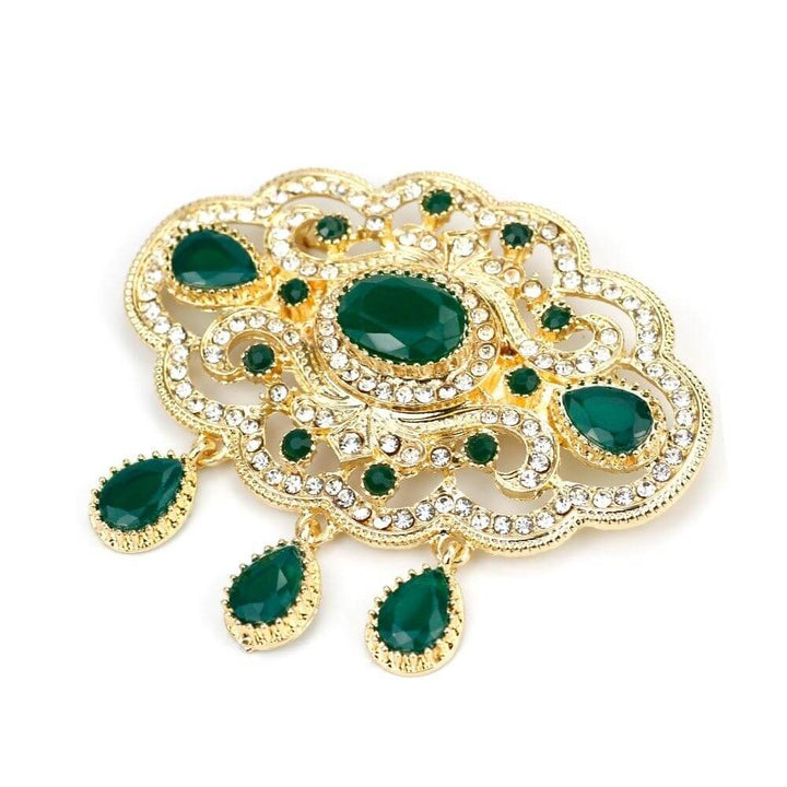 broche ancienne vert & or