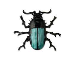 broche scarabée noir et vert