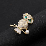 Broche Hibou<br> Yeux Verts