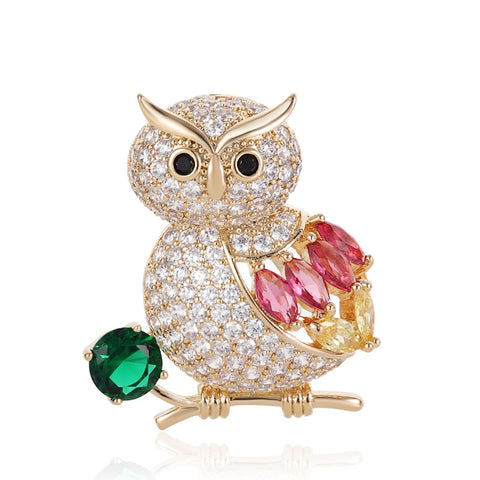 Broche Hibou<br> Blanche Perlée