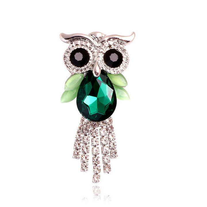 Broche Hibou Émeraude