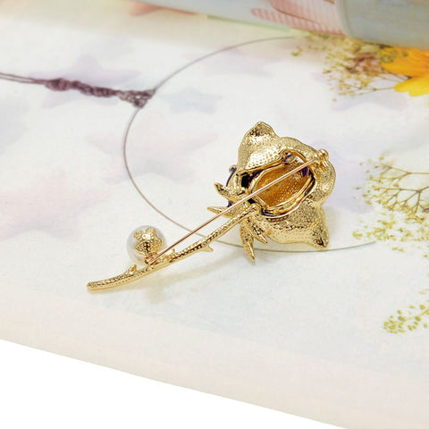 Broche Fleur <br>Rose Saphir