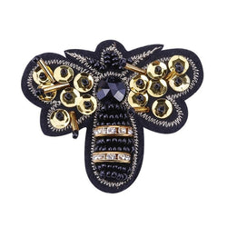 broche abeille brodée