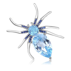 Broche araignée topaze azurée