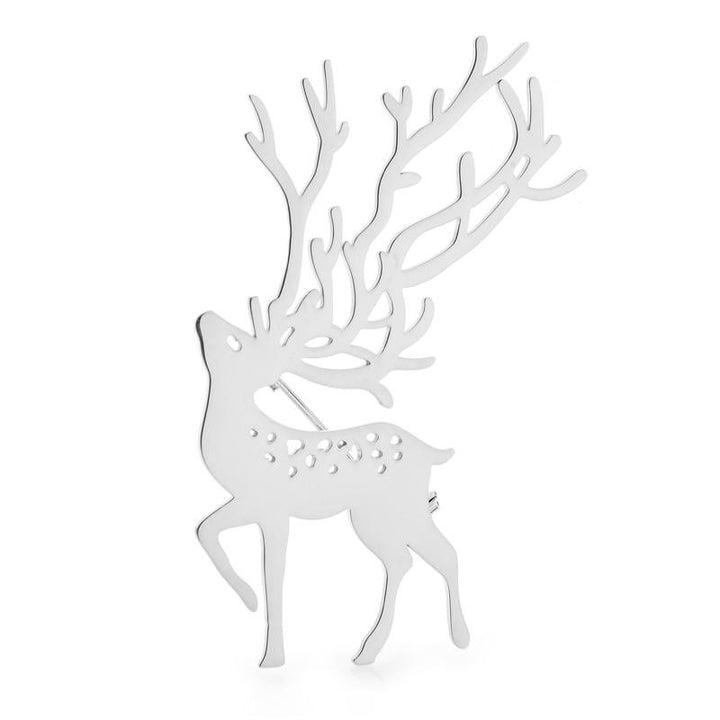 broche cerf metal argent