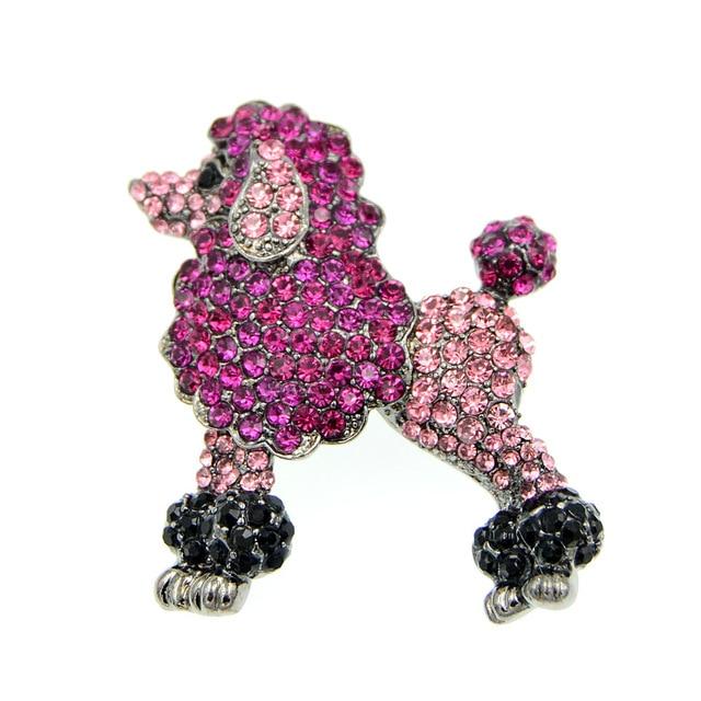 broche chien caniche lila