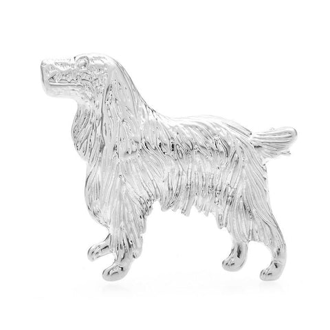 broche chien flamboyant argent