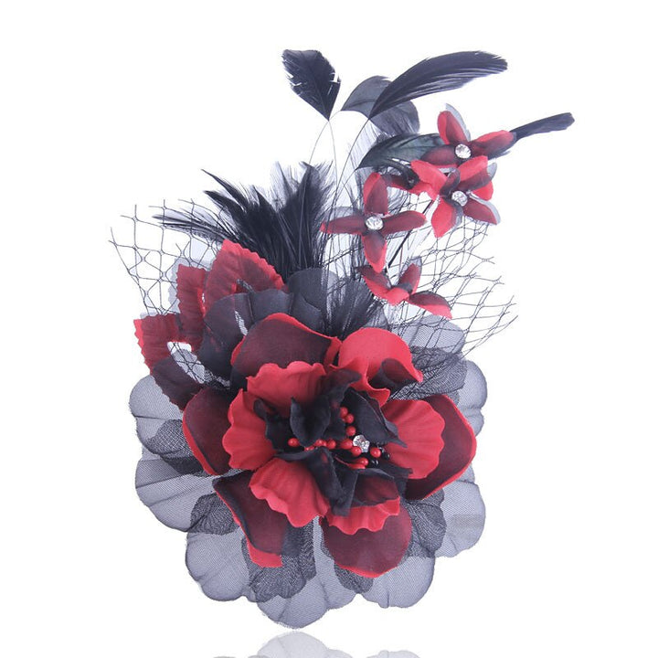 broche fleur tissu rouge